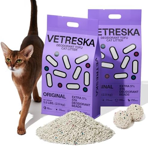 VETRESKA Tofu Cat Litter, Odor Control, Original 5.5lb×2bags by VETRESKA
