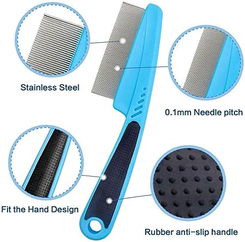 Fine Tooth Pet Comb - 3 Pack Tear Stain Remover for Dogs & Cats to Remove Fleas, Ticks, Dandruff, Tangles & Knots - Image 2
