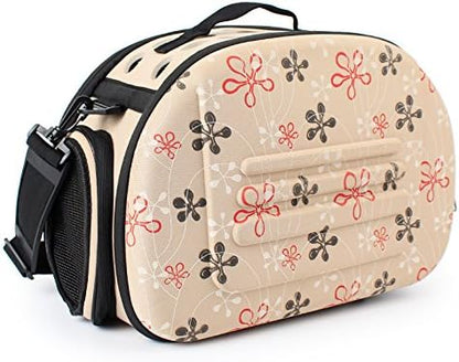 Foldable Pet Dog Carrier Cage Collapsible Travel Kennel - Portable Pet Carrier Outdoor Shoulder Bag for Puppy Dog Cat (S, Beige) by Unknown