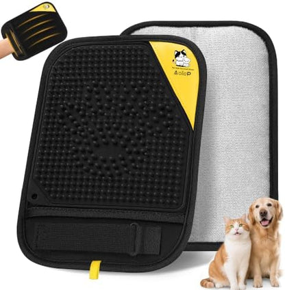 Pet Hair Removal Glove for Cats & Dogs, 3-in-1 Double-Sided Five-Finger Electrostatic Pet Hair Glove, Deshedding Brush & Massage Mitt, Magic Brush Pet Hair Remover Tool for Laundry, Couch, Carpet by Aollop