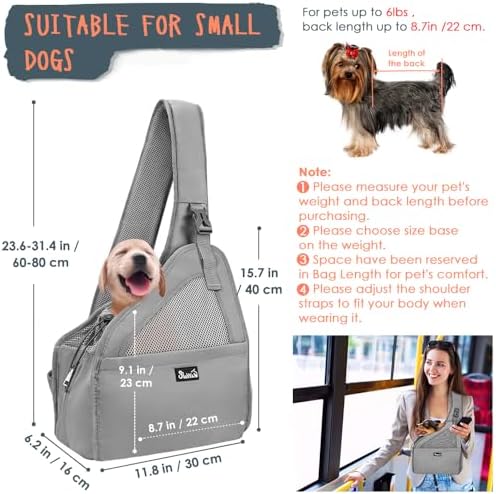 SlowTon Dog Sling Carrier, Hands Free Hard Bottom for Small Dogs up to 6 lb - Image 5