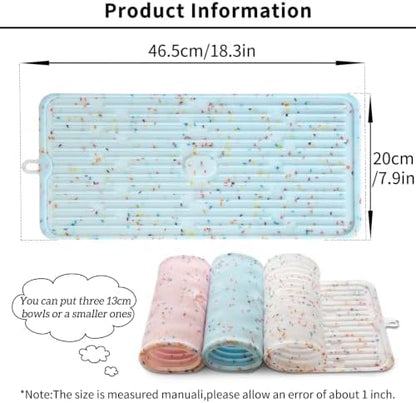 Ptlom Pet Placemat for Dog and Cat, Anti-Slip Waterproof Dogs Feeding Mat Prevent Food and Water Overflow, Bowl Mats Suitable for Medium and Small Pets, Bluedonut, Silicone - Image 2