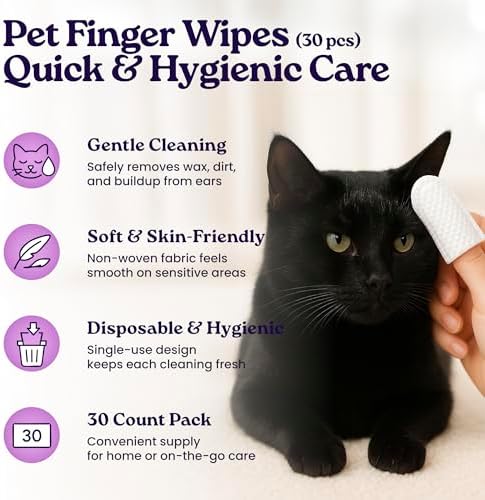 gameOFF Cat Grooming Kit 6 in 1, Include: Nail Clipper, Brush for Shedding, Wand Toy, Interactive Ball Toy, Bath Brush, Ear Cleaner Finger Wipes (30ct.), Cat Grooming Supplies, Kitten Supplies - Image 5