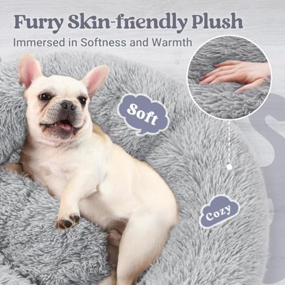 rabbitgoo Calming Cat Beds for Indoor Cats, 23 inches, Light Grey - Image 2