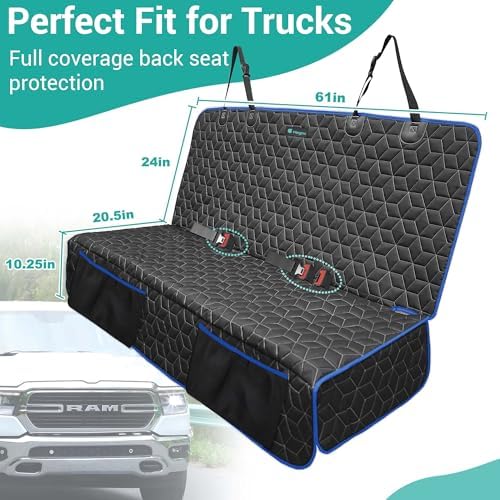 Meginc Back Seat Cover for Dogs, Washable Bench Seat Covers for Trucks,Dog Car Seat Covers for Ford f150/Ram1500/Nissan Frontier/Toyota Tacoma/GMC Canyon/Silverado (Blue) - Image 3