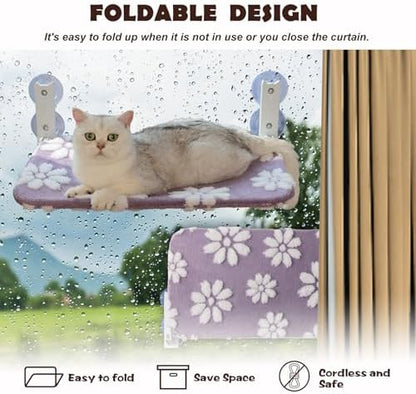 Cute Cat Window Perch, Foldable Cat Window Hammock, Purple - Image 5