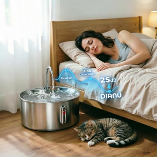 Stainless Steel Cat Water Fountain, 3.2L/108oz Automatic Pet Fountain Dog Water Dispenser,Ultra-Quiet Pump and 5 Replacement Filters,Gifts for Cats, Dogs,Multiple Pets - Image 5