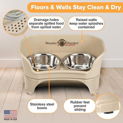 Neater Feeder Express Mess Proof Dog Bowls Elevated for Medium to Large Sized Breed, No Spill Raised Dog Food Bowl Stand, Stainless Steel Food and Water Bowl Set, Pet Dish Feeding Station, Almond - Image 4