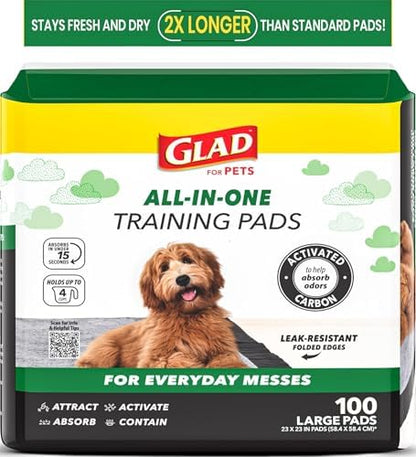Glad for Pets Activated Carbon Disposable Dog Training Pads, 100 Count by GladTrashFoodStorage