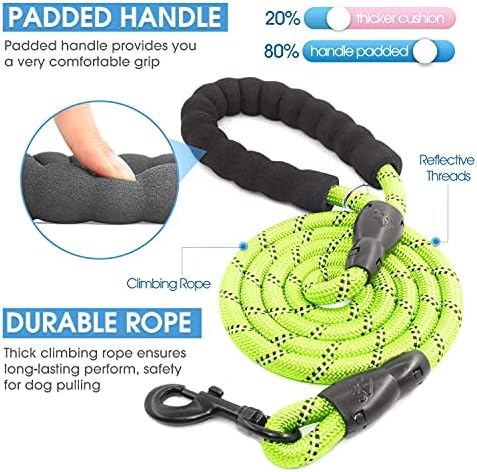 BAAPET 2/4/5/6 FT Dog Leash with Comfortable Padded Handle and Highly Reflective Threads for Small Medium and Large Dogs (6FT-1/2'', Green) - Image 2