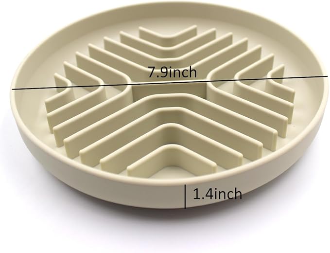 Slow Feeder Bowls for Dogs and Cats, 7.9inch Slow Down Bowl with Suction Cups, Puzzle Pet Bowls Non-Slip Design Dishwasher Microwave Safe (Beige)