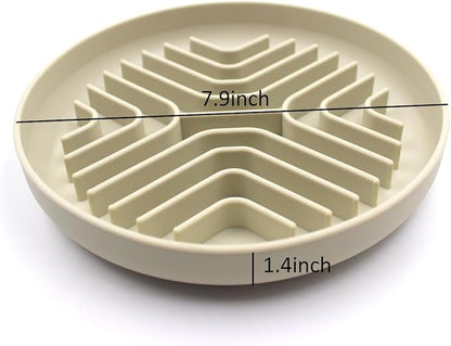 Slow Feeder Bowls for Dogs and Cats, 7.9inch Slow Down Bowl with Suction Cups, Puzzle Pet Bowls Non-Slip Design Dishwasher Microwave Safe (Beige)