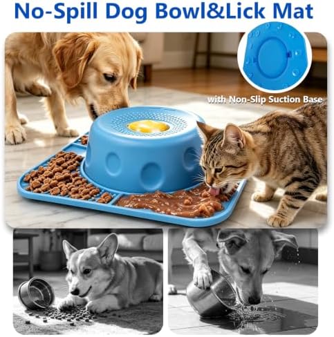 Slow Feeder Dog Bowl Set, Interactive Feeder with Silicone Lick Mat - Image 5
