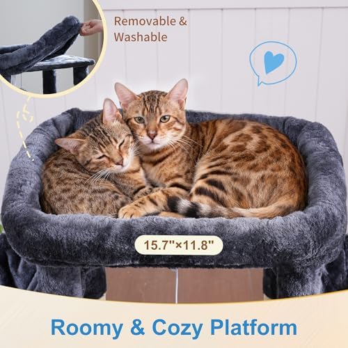 Hey-brother Cat Tree Tower with Large Platform, Spacious Condo, MPJ060G - Image 3