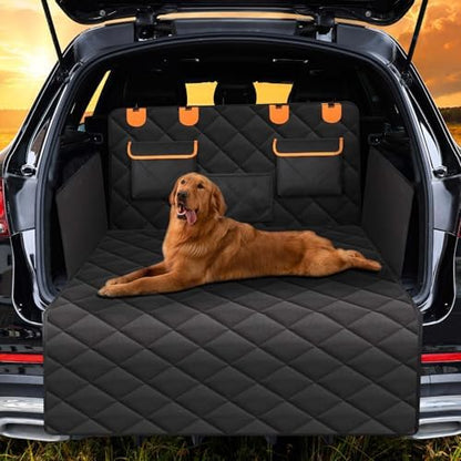 4-in-1 SUV Cargo Liner for Dogs, Non-Slip Water Resistant Pet Trunk Mat with Side Flaps Protector & Back Seat Organizer, Dog Backseat Cover for SUVs Vans by EasyHaWei