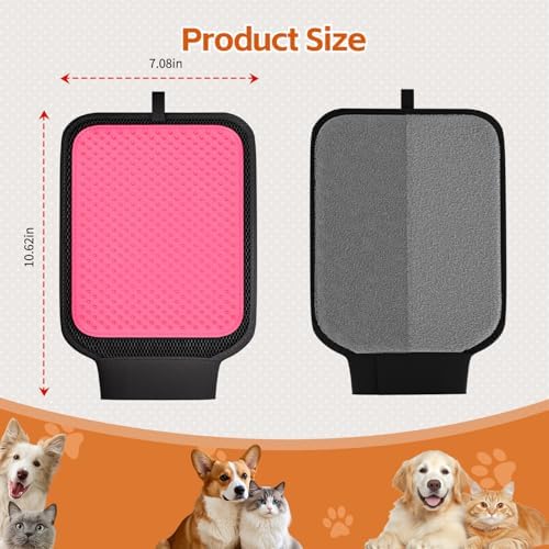 Dual-Sided Pet Hair Removal Glove, Pet Hair Remover with Adjustable Wrist Strap, Soft Silicone Shedding Brush for Dogs & Cats, Pet Hair Gloves for Couch, Carpet, Clothing (Pink) - Image 3