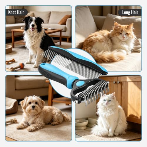 Blue Pet Grooming Kit, Dematting&Finishing Comb,Long-Hair Dog&Cat - Image 4