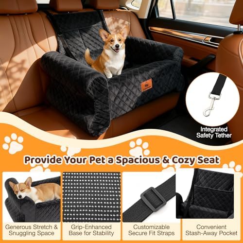 Dog Car Seat for Medium/Large Dogs up to 60LBS Memory Foam Dog Booster Seat - Image 3