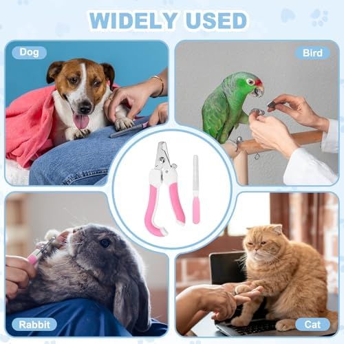 Pet Nail Clipper with Nail File, Pet Nails Clippers and Trimmer with Safety Guard, Professional Grooming Tool for Indoor Small Dog Cat Kitten, (Pink/White, 1 Set) - Image 7