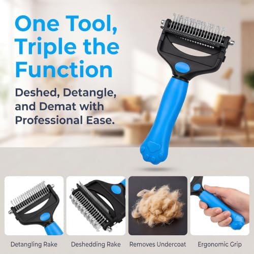 Undercoat Rake for Dogs ，3-in-1 Dematting Comb for Dogs (Black) - Image 5