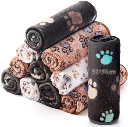 Tegeme 12 Pcs Puppy Blanket for Cat, Dark Gray, White, 30 x 20 Inch Camel by Tegeme