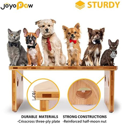 Elevated Dog Bowls, Bamboo Raised Dog Bowl for Large Dogs & Medium Dogs, with 2 Stainless Steel Bowls (10'' Tall–48 oz Bowl) - Image 5