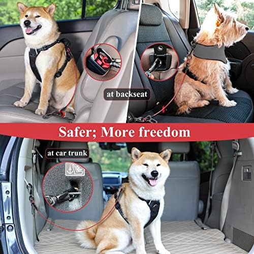 VIVAGLORY Dog Seatbelt Tuffbelt Dog Car Harness, L, Red - Image 4