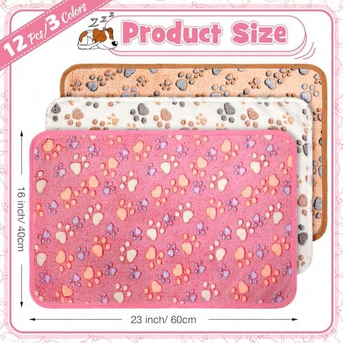 Tegeme 12 Pcs Puppy Blanket for Cat, 23 x 16 Inch Pink, Beige, Camel - Image 2