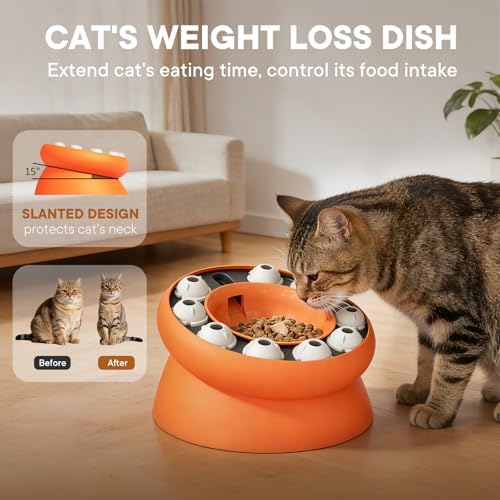Cat Puzzle Feeder Slow Food Bowl–Interactive Slow Feeder Toys for Indoor Cats, Treat Dispensing Toy to Control Eating, Prevent Overeating & Enrichment Feeding - Image 3