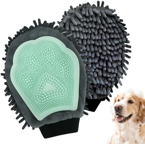 Green Double-Sided Dog Bath Glove Dog Washing Glove for Dogs&Cats by Histotree