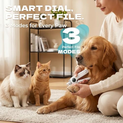 2-in-1 Pet Nail Clipper with LED Light and Digital Display – Upgraded Cat and Dog Nail Grinder with Safety Guard, USB Charging, Splash-Proof, Low-Noise, Pain-Free Nail Trimmer (White) - Image 4