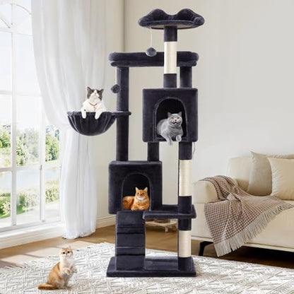 Allewie 64 Inches Multi-Level Cat Tree Tower for Indoor Cats, Dark Grey - Image 2