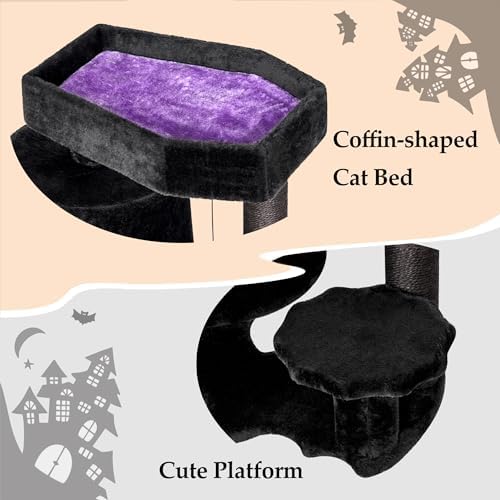 BEWISHOME Cat Tree for Indoor Cats, Gothic Cat Tree with Coffin Bed - Image 4