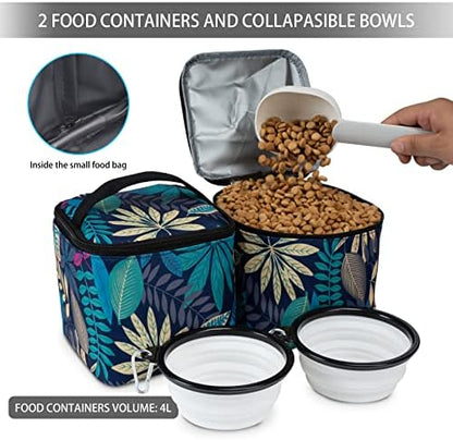 BAGLHER Pet Travel Bag, Double-Layer Pet Supplies Backpack (for All Pet Travel Supplies), Pet Travel Backpack with 2 Silicone Collapsible Bowls and 2 Food Baskets Hawaii - Image 5