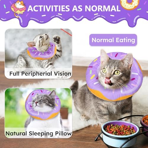 Cat Cone Collar Soft, Cat Recovery Collar for Wound Healing Cute Donut Adjustable Kitten Cones to Stop Licking Comfortable Lightweight Neck Elizabethan Collars for Kittens After Surgery - Image 3