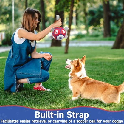 Diman Small Dog Toys, 5 Inch Dog Balls, Soccer Ball for Dogs with Straps - Image 2