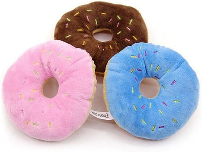 3 Pcs Colorful Donut-Shape Squeaky Squeaker Puppy Dog Pet Cat Kitten Sound Chews Toy Sturdy and Practical Simple and Sophisticated Design, Pet Dog Squeak Toys to Keep Dogs Busy