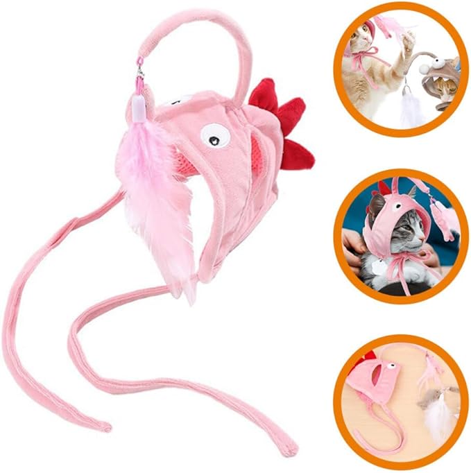 POPETPOP Cat Wand, Cat Wand Interactive Head Mounted Hats for Indoor Kitten or s
