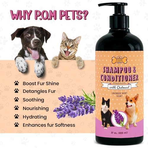 POM Pets 2-in-1 Organic Dog Shampoo & Conditioner – Itchy Skin Relief, Dog Deshedding, Detangles Fur, Cat Shampoo, Paw Cleaner for Dogs, Natural Coat Defense Formula - Image 2