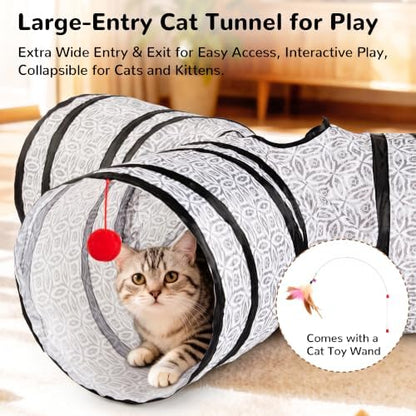 Tempcore Cat Tunnel, 3-Way Collapsible Toy for Indoor Cats, Grey Coin - Image 3