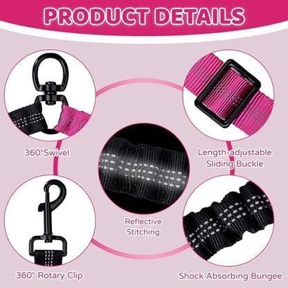 Double Dog Leash Coupler-360° Swivel, No Tangle Dual Walking Leash Attachment with Adjustable Strap & Reflective Shock Absorbing Bungee, Split Lead for Two Different Size Dogs - Image 5