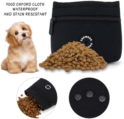 Dog Treat Pouch with Pet Training Clicker, Detachable Dog Puppy Training Treat Bag, 900D Oxford Cloth Magnetic Closure Small Dog Poop Bag Holder for Travel or Outdoor Use - Image 3