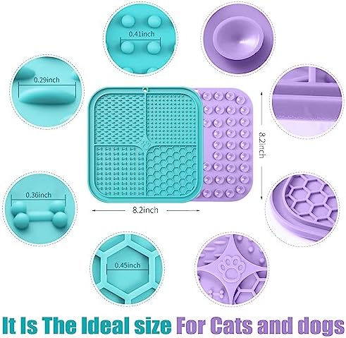 Lick Mat for Dogs, Premium Lick Pad with Suction Cups for Dog Anxiety Relief, Slow Feeder Dog Bowls, Bathing, Grooming and Training (Cyan, Purple, 2pack) - Image 6