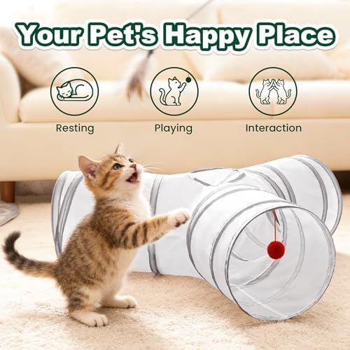 Love's cabin Cat Tunnel for Indoor Cats, 3-Way Collapsible Play Tunnel - Image 3