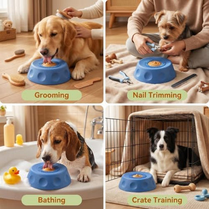 Dog Licking Bowl with Rolling Ball, Food Grade Silicone Slow Feeder, Anti-Slip Anxiety Relief Interactive Bowl for Dogs & Cats（Gray） - Image 3