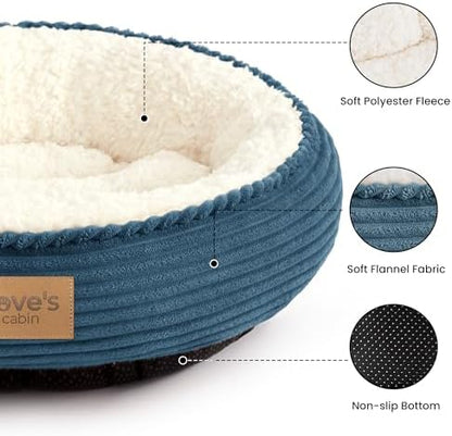 Love's cabin Round Donut Cat and Dog Cushion Bed, 20in Pet Bed for Cats or Small Dogs, Anti-Slip & Water-Resistant Bottom, Super Soft Durable Fabric Pet beds, Washable Luxury Bed Dusty Blue - Image 2