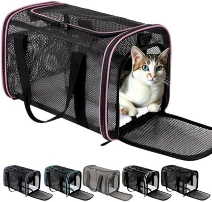 Cat Carrier Soft-Sided Dog Pet Carrier Pets Travel Carriers for Big Cats Small Dogs Mesh Puppy Carry Bag,TSA Airline Up to 16 Lbs (Pink, 17 * 11 * 11) by Unknown