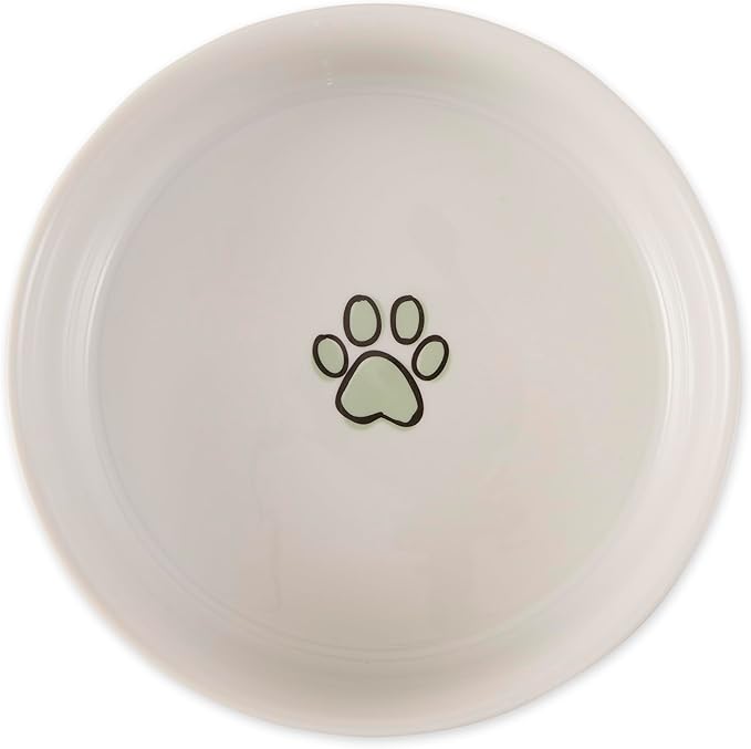 Bone Dry Ceramic Food Bowls, Non-Slip & Dishwasher Safe, Large Set, 7.5x2.4 Desert Sage Check
