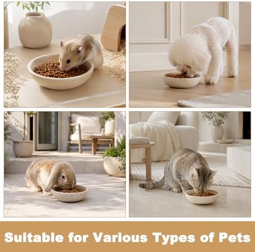 Karibiber Natural Marble Cat Bowl, Weighted 1.5lb Cat Food Bowl for Cat and Small Dog, Small Animal Pet Food Dish Non-Slip, Shallow Dish for Whisker Fatigue Relief, Premium Beige Stone for Home Decor - Image 6