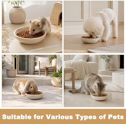 Karibiber Natural Marble Cat Bowl, Weighted 1.5lb Cat Food Bowl for Cat and Small Dog, Small Animal Pet Food Dish Non-Slip, Shallow Dish for Whisker Fatigue Relief, Premium Beige Stone for Home Decor - Image 6